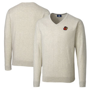Men's Cutter & Buck Oatmeal Rochester Red Wings Lakemont Tri-Blend V-Neck Pullover Sweater