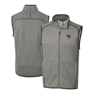 Men's Cutter & Buck Heather Gray Buffalo Bisons Mainsail Sweater-Knit Full-Zip Vest