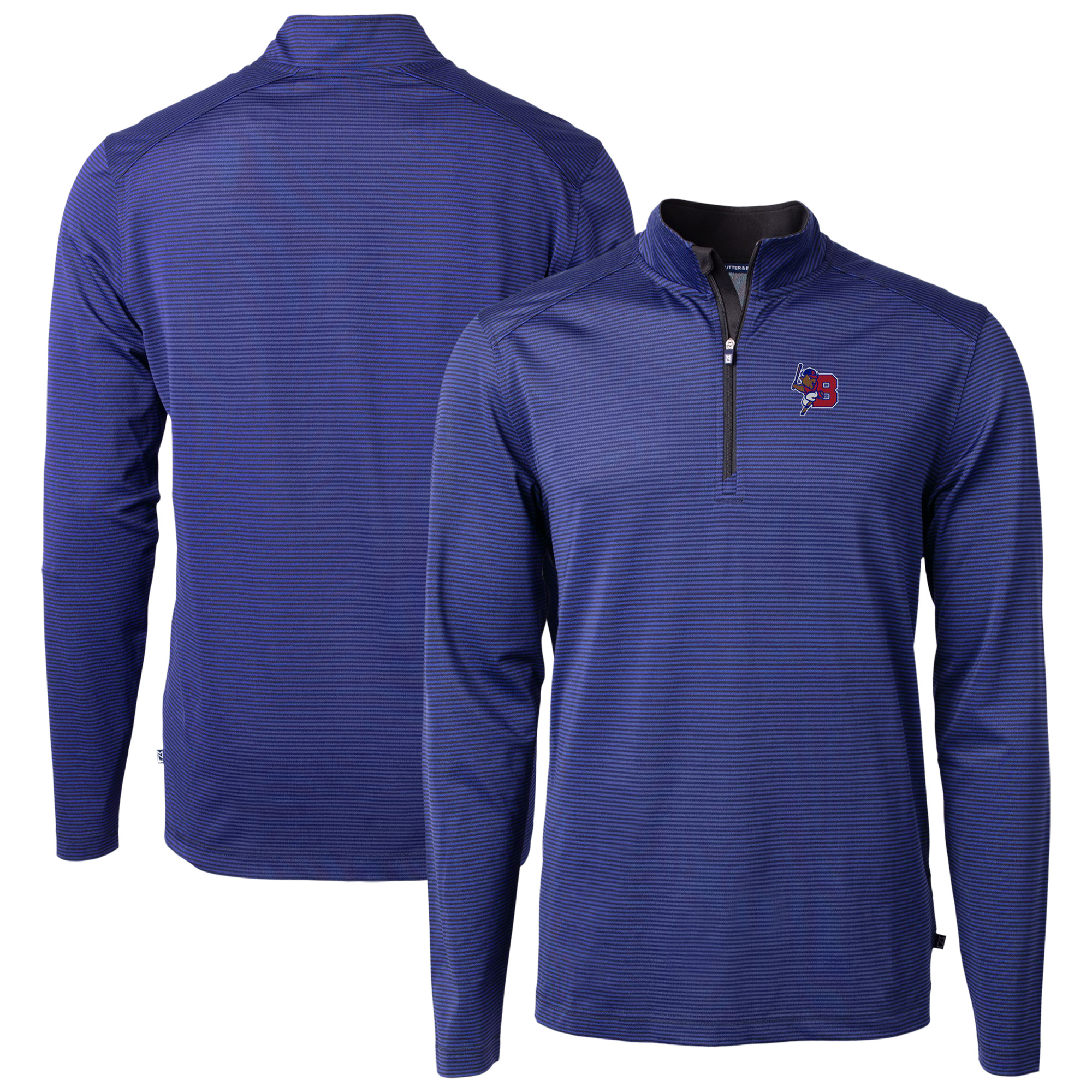 Men's Cutter & Buck Blue/Black Buffalo Bisons Virtue Eco Pique Micro Stripe Recycled Quarter-Zip Pullover Top - Image 5