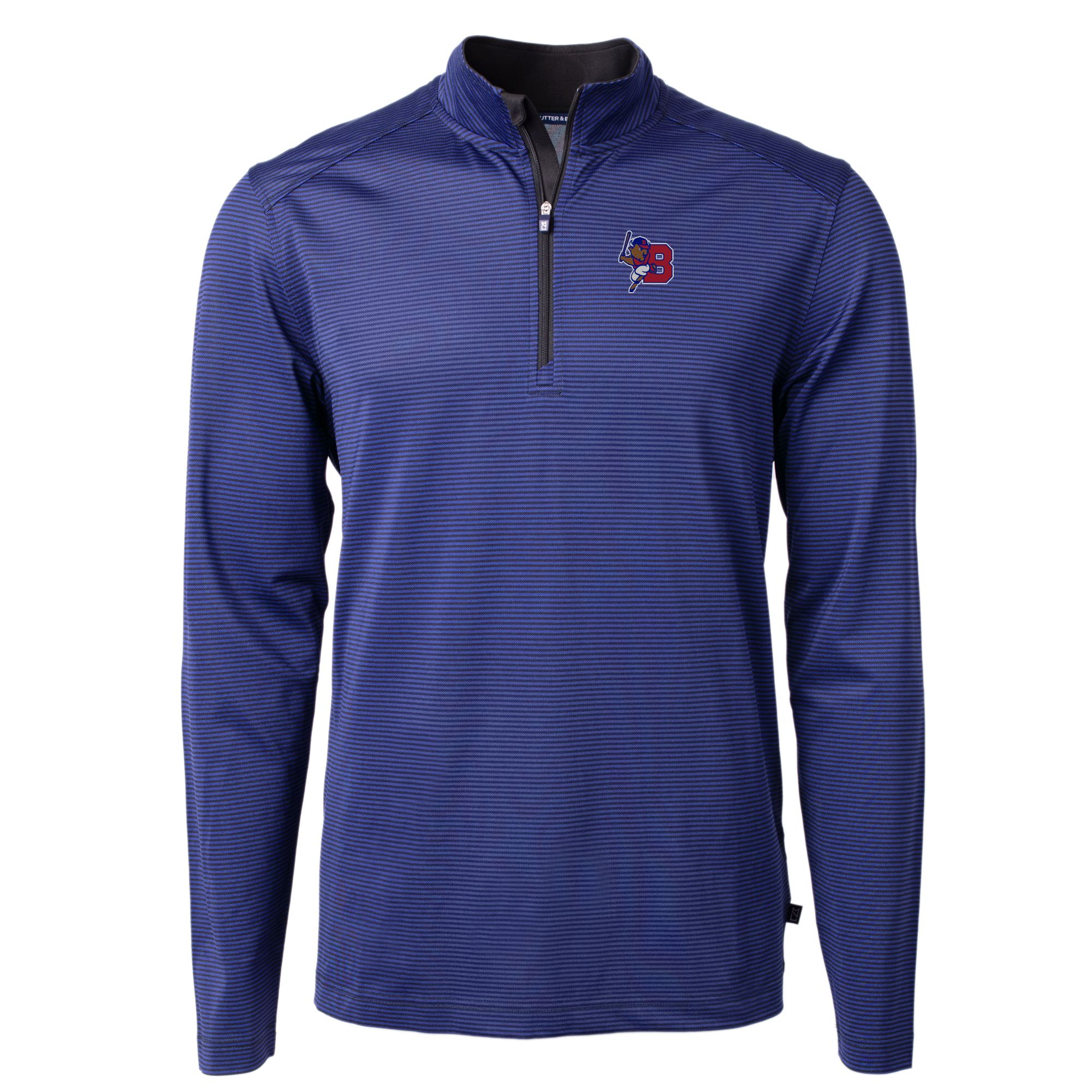 Men's Cutter & Buck Blue/Black Buffalo Bisons Virtue Eco Pique Micro Stripe Recycled Quarter-Zip Pullover Top - Image 3