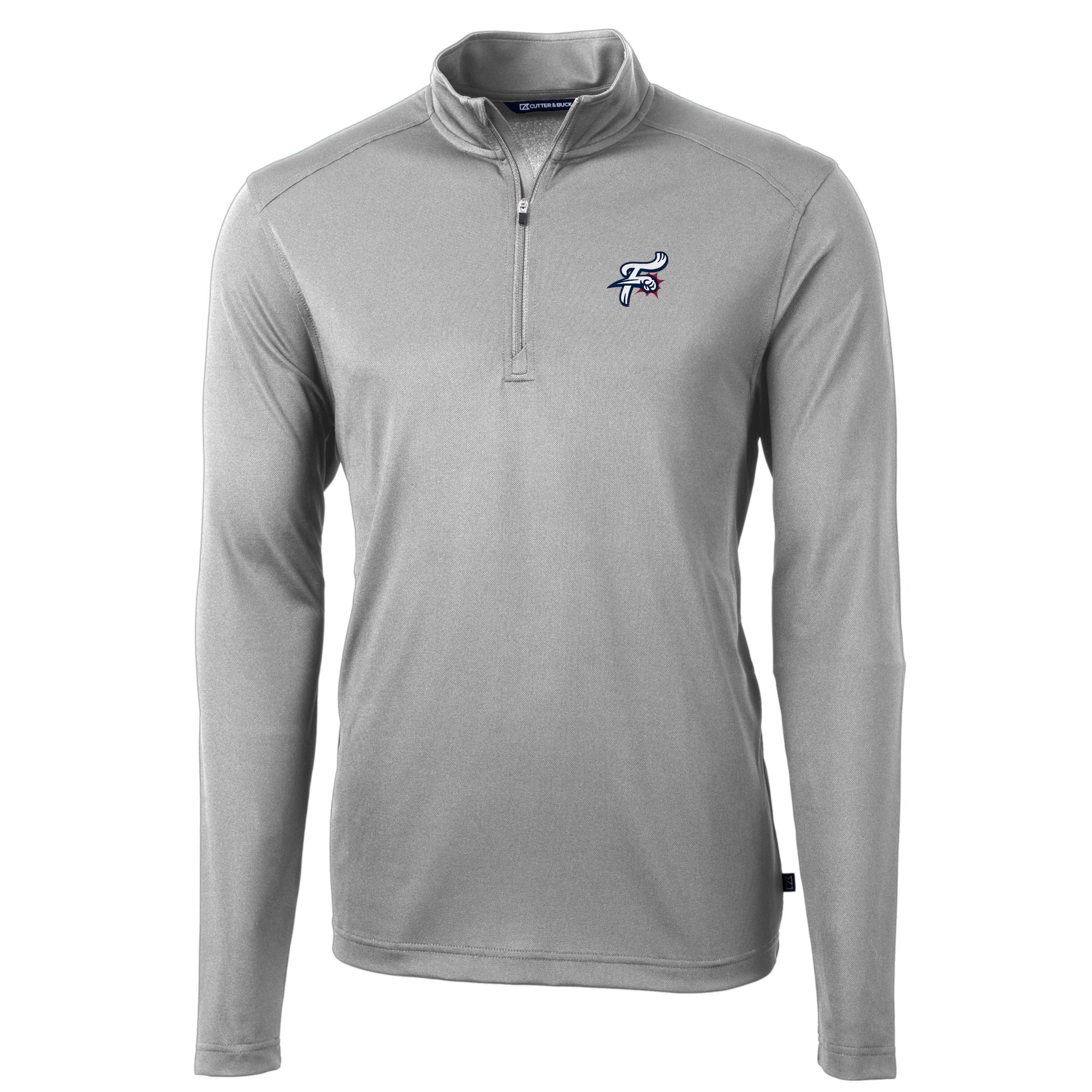 Men's Cutter & Buck Gray Reading Fightin Phils Virtue Eco Pique Recycled Quarter-Zip Pullover Top - Image 3