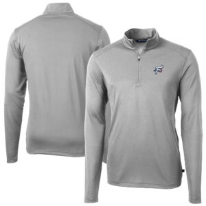Men's Cutter & Buck Gray Reading Fightin Phils Virtue Eco Pique Recycled Quarter-Zip Pullover Top