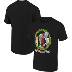 Men's Ripple Junction Black Rick And Morty  Holiday Graphic T-Shirt