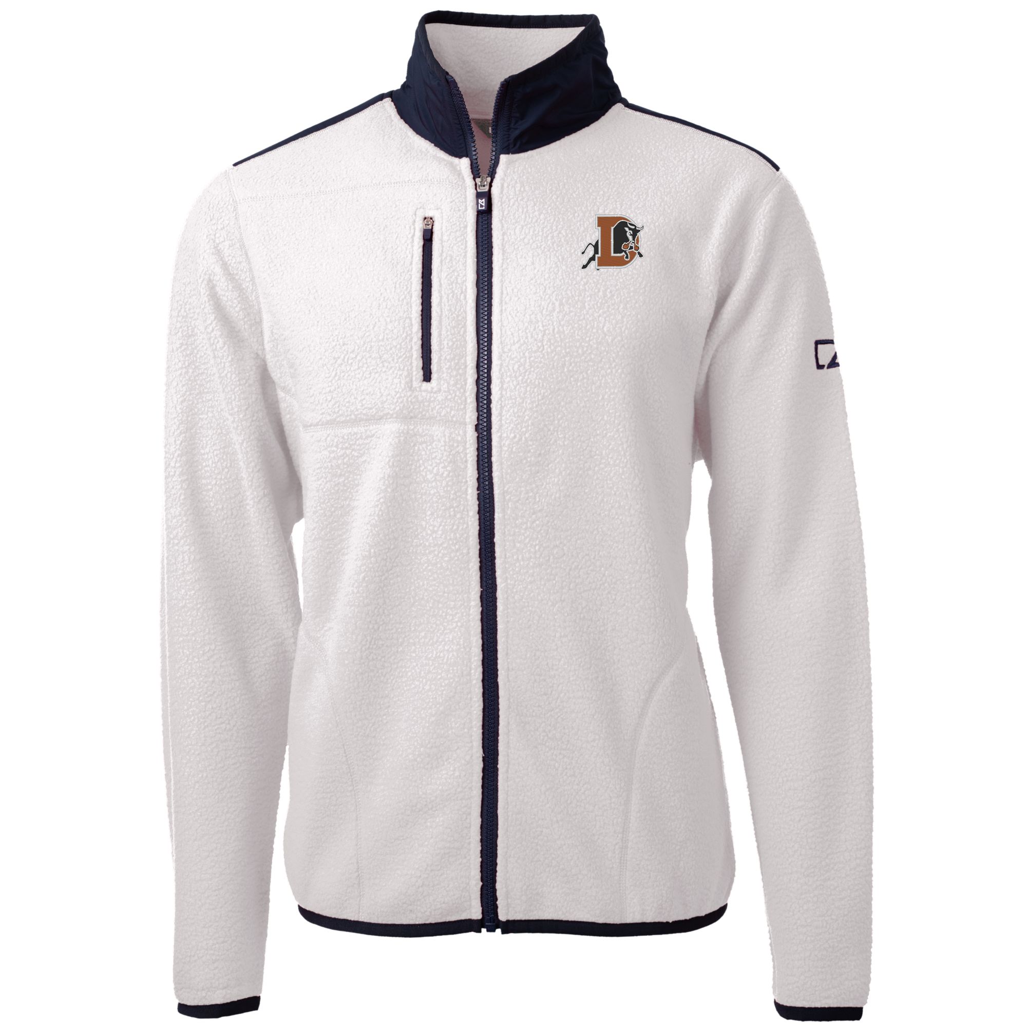 Men's Cutter & Buck White/Navy Durham Bulls Big & Tall Cascade Eco Sherpa Fleece Full-Zip Jacket - Image 6