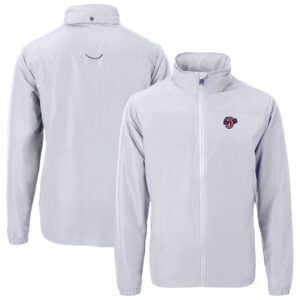 Men's Cutter & Buck Gray Jacksonville Jumbo Shrimp Big & Tall Charter Eco Knit Recycled Full-Zip Jacket