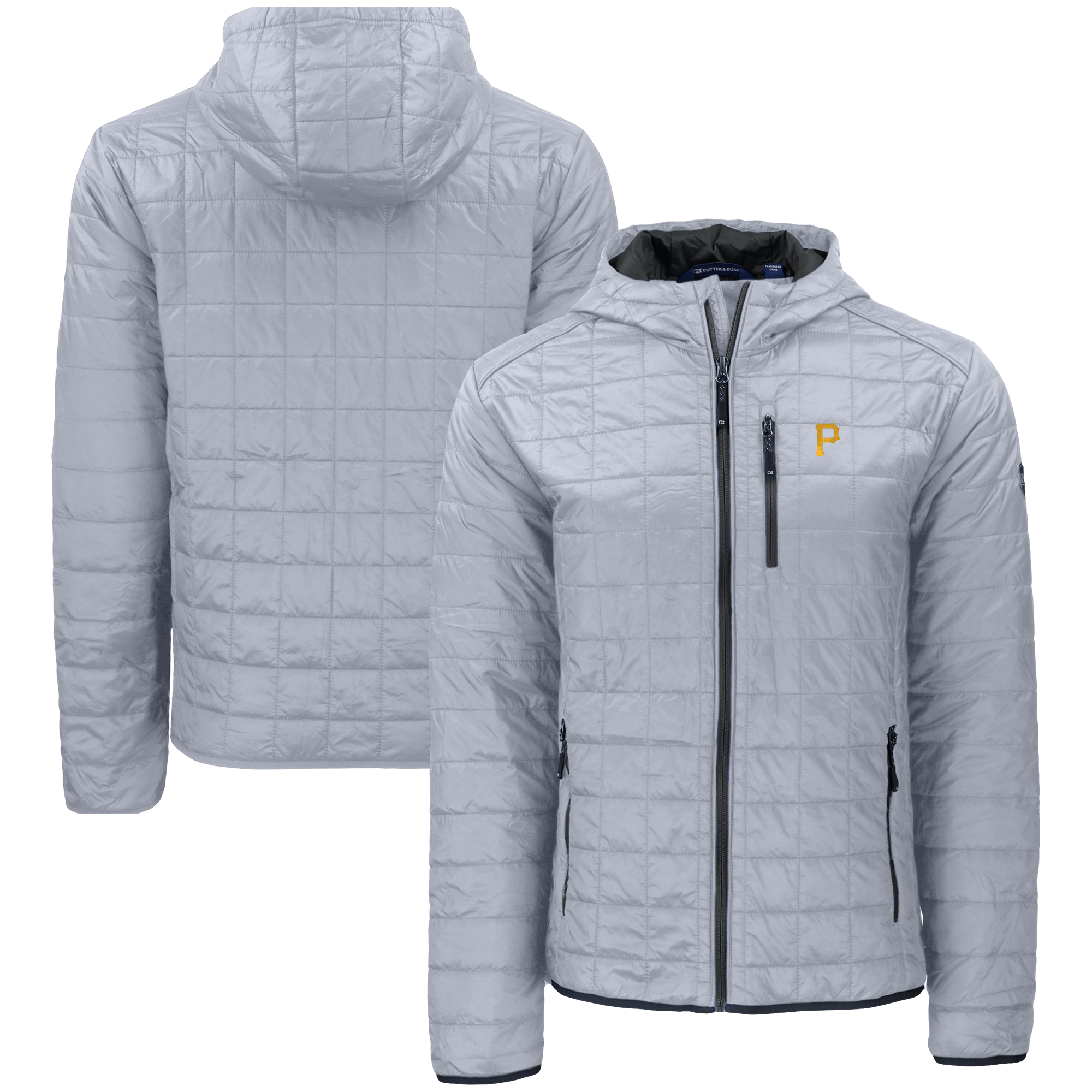 Men's Cutter & Buck Gray Pittsburgh Pirates Rainier Primaloft Eco Full-Zip Hooded Jacket