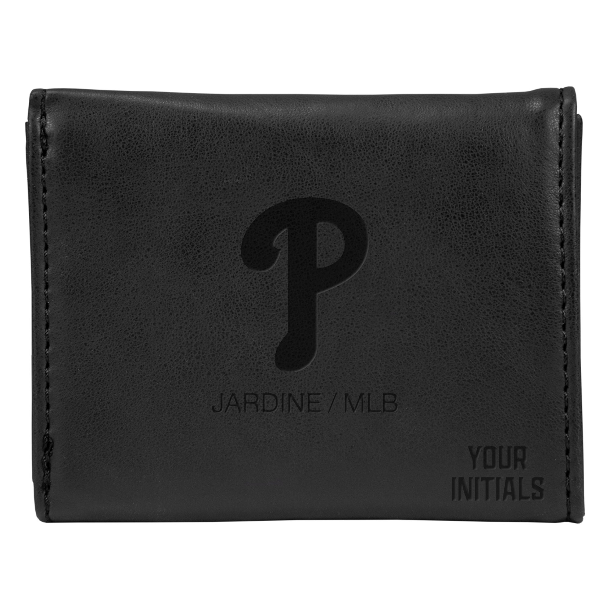 Black Philadelphia Phillies Personalized Trifold Wallet