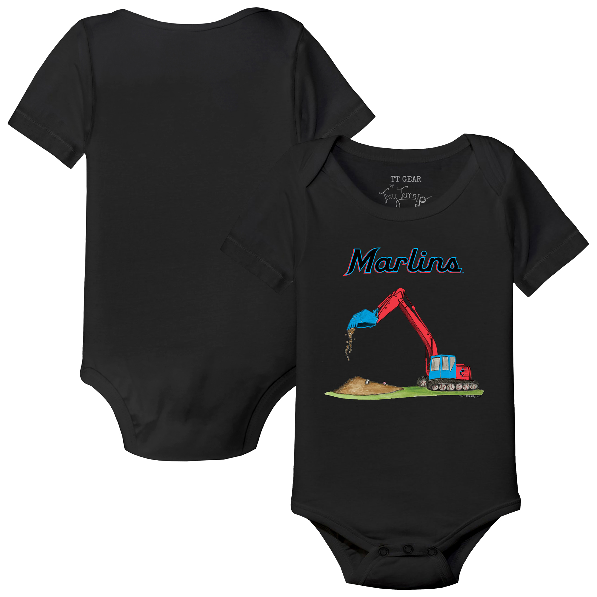 Infant Tiny Turnip Black Miami Marlins Excavator Bodysuit
