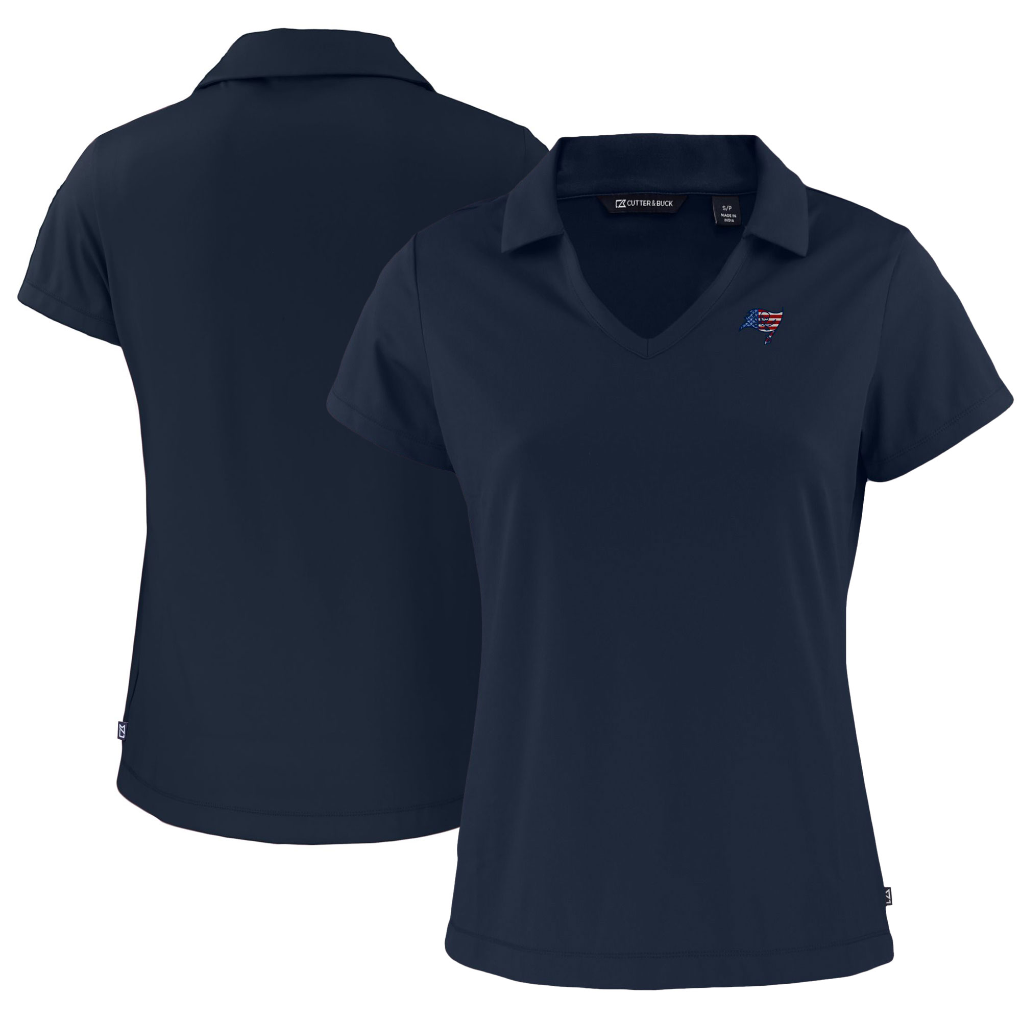 Women's Cutter & Buck Navy Tampa Bay Buccaneers Daybreak Eco Recycled V-neck Polo