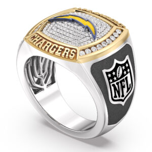 True Fan Los Angeles Chargers 1/2 CTTW Diamond Two-Tone Yellow Gold and Sterling Silver Ring
