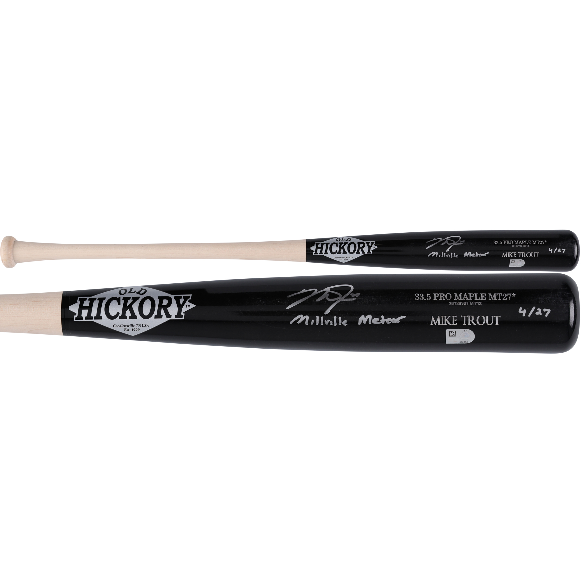 Mike Trout Los Angeles Angels Autographed Game Model Old Hickory Bat with "Millville Meteor" Inscription - Limited Edition of 27