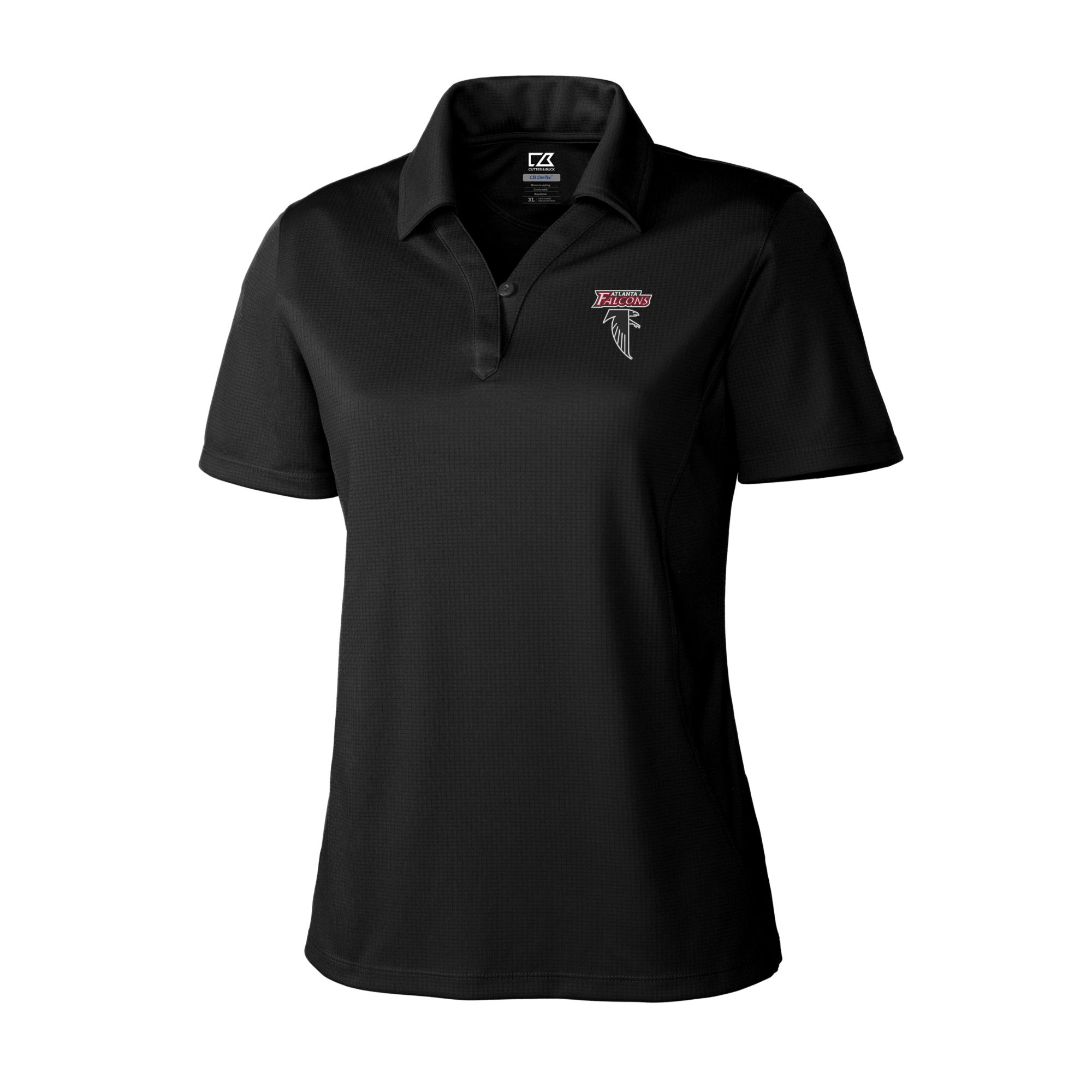 Women's Cutter & Buck Black Atlanta Falcons Throwback Logo DryTec Genre Textured Solid Polo - Image 6