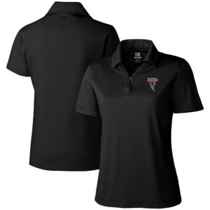 Women's Cutter & Buck Black Atlanta Falcons Throwback Logo DryTec Genre Textured Solid Polo