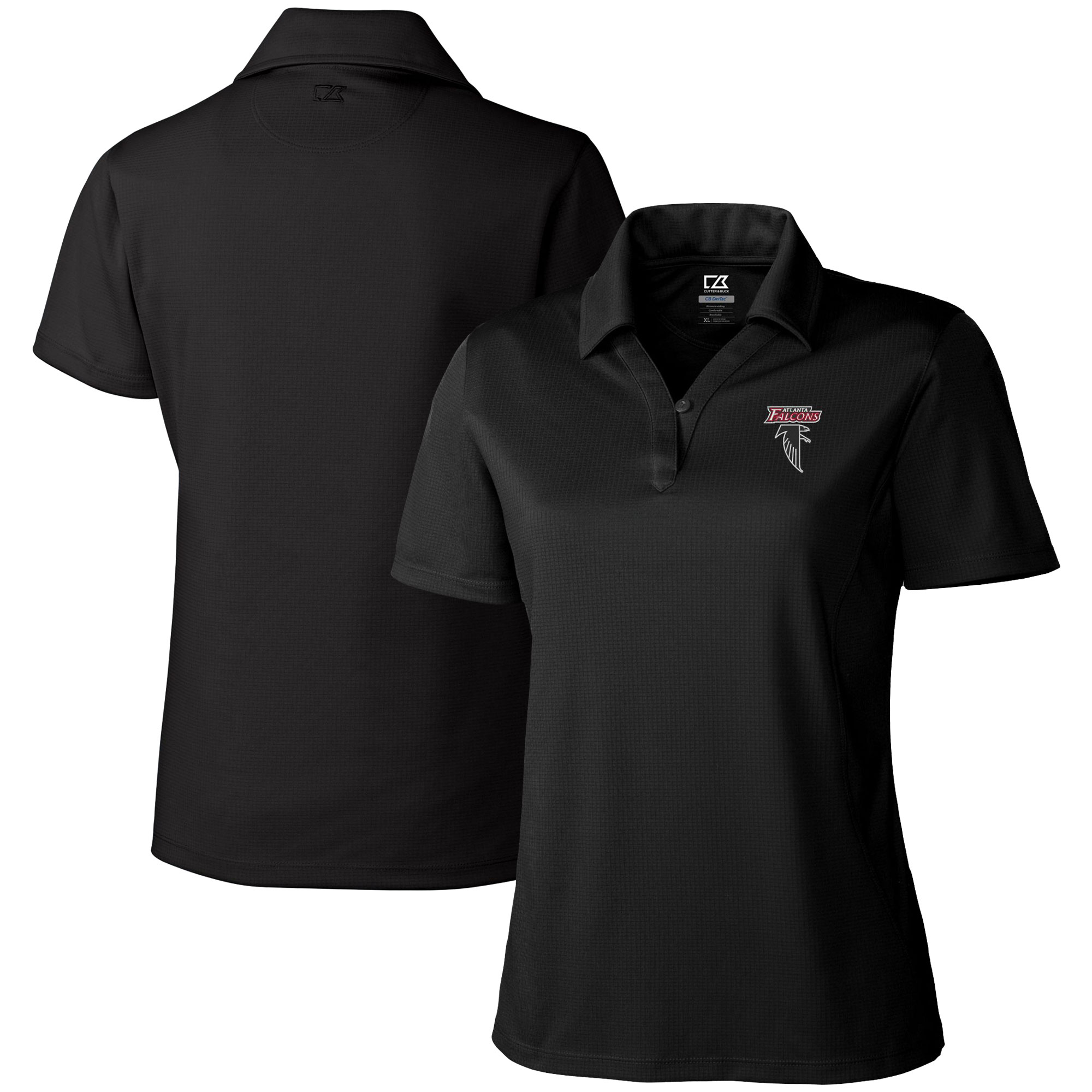 Women's Cutter & Buck Black Atlanta Falcons Throwback Logo DryTec Genre Textured Solid Polo