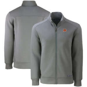 Men's Cutter & Buck Gray Cincinnati Bengals  Roam Eco Recycled Full-Zip Jacket