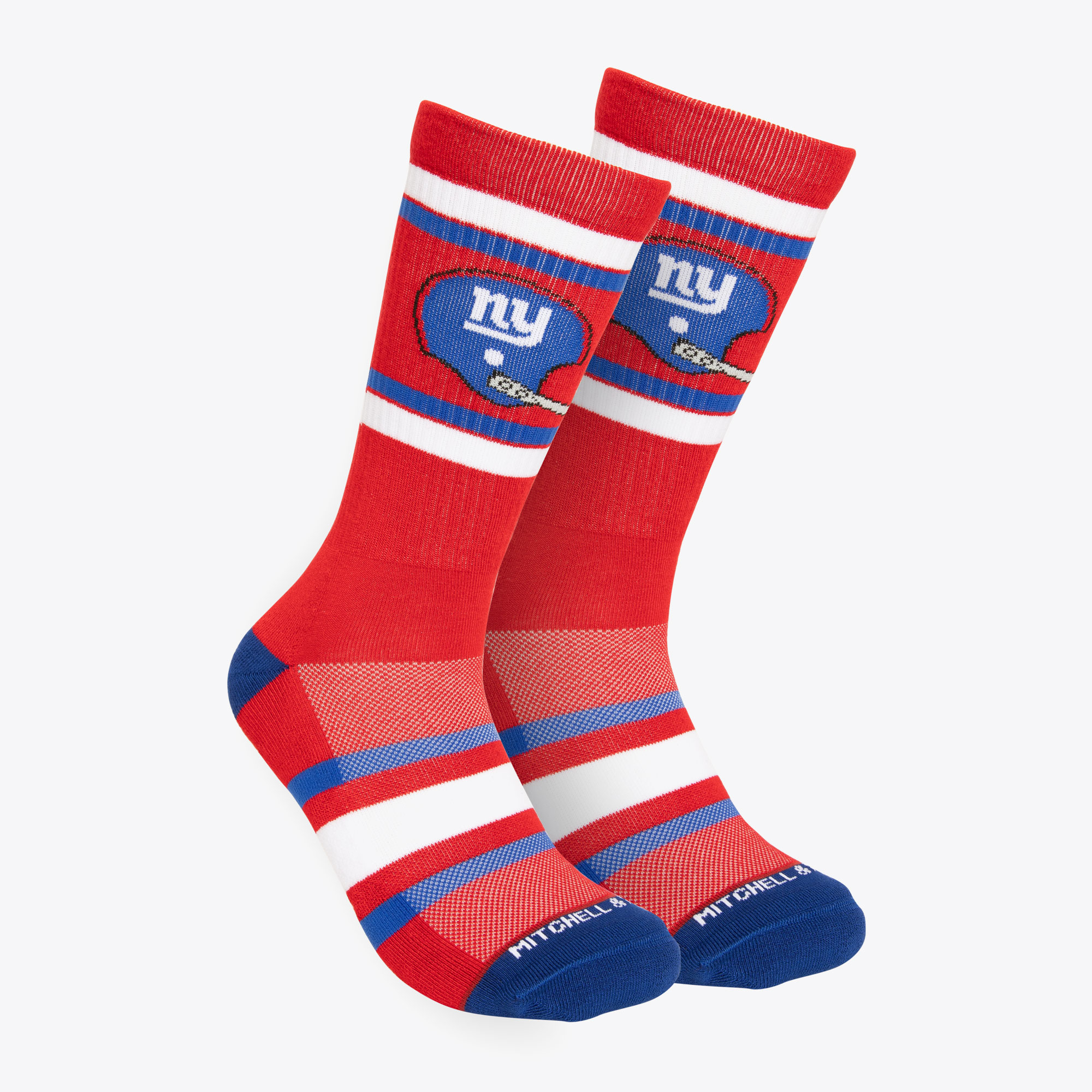 Men's Mitchell & Ness Red New York Giants Throwback Team Stripes Crew Socks - Image 2