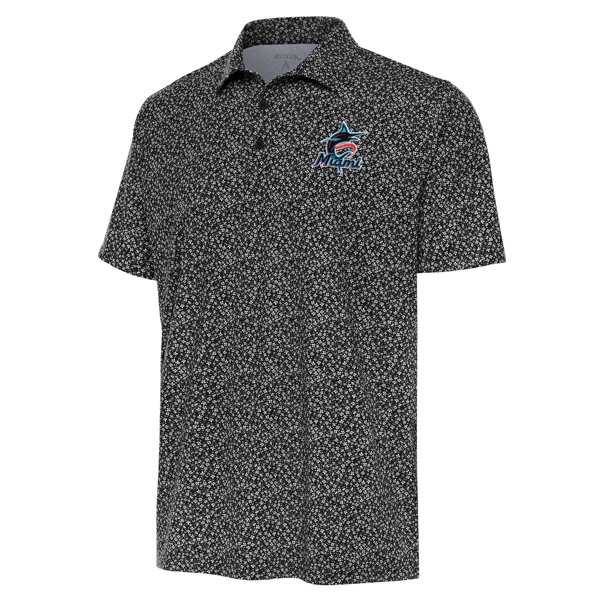 Men's Antigua Black Miami Marlins Terrace Polo