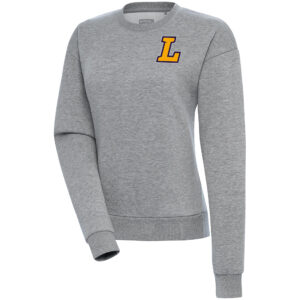 Women's Antigua  Heather Gray Lipscomb Bisons Victory Crewneck Pullover Sweatshirt