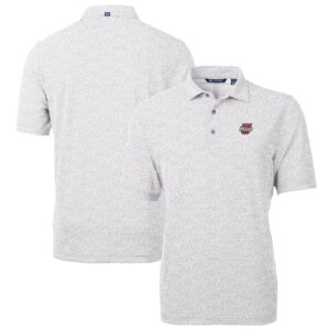 Men's Cutter & Buck  Gray UMass Minutemen Virtue Eco Pique Botanical Print Recycled Polo