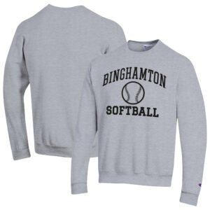 Men's Champion  Gray Binghamton Bearcats Icon Softball Powerblend Pullover Sweatshirt