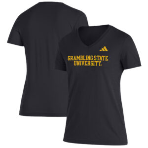 Women's adidas  Black Grambling Tigers Blend V-Neck T-Shirt