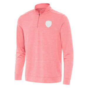 Men's Antigua Pink Sporting Kansas City White Logo Bright Quarter-Zip Pullover Top
