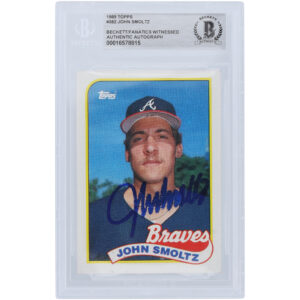John Smoltz Atlanta Braves Autographed 1989 Topps #382 Beckett Fanatics Witnessed Authenticated Rookie Card