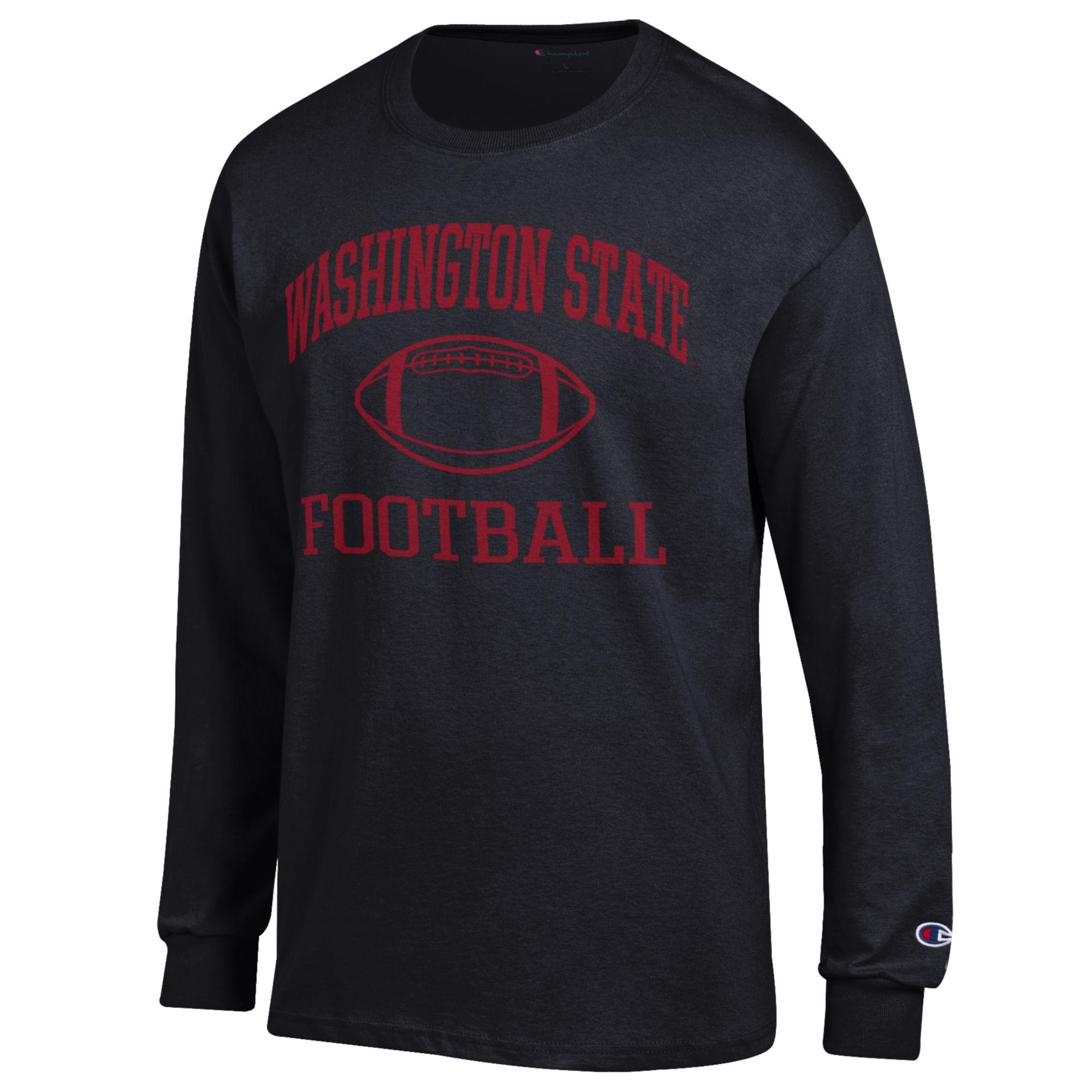 Men's Champion Black Washington State Cougars Football Icon Long Sleeve T-Shirt - Image 6