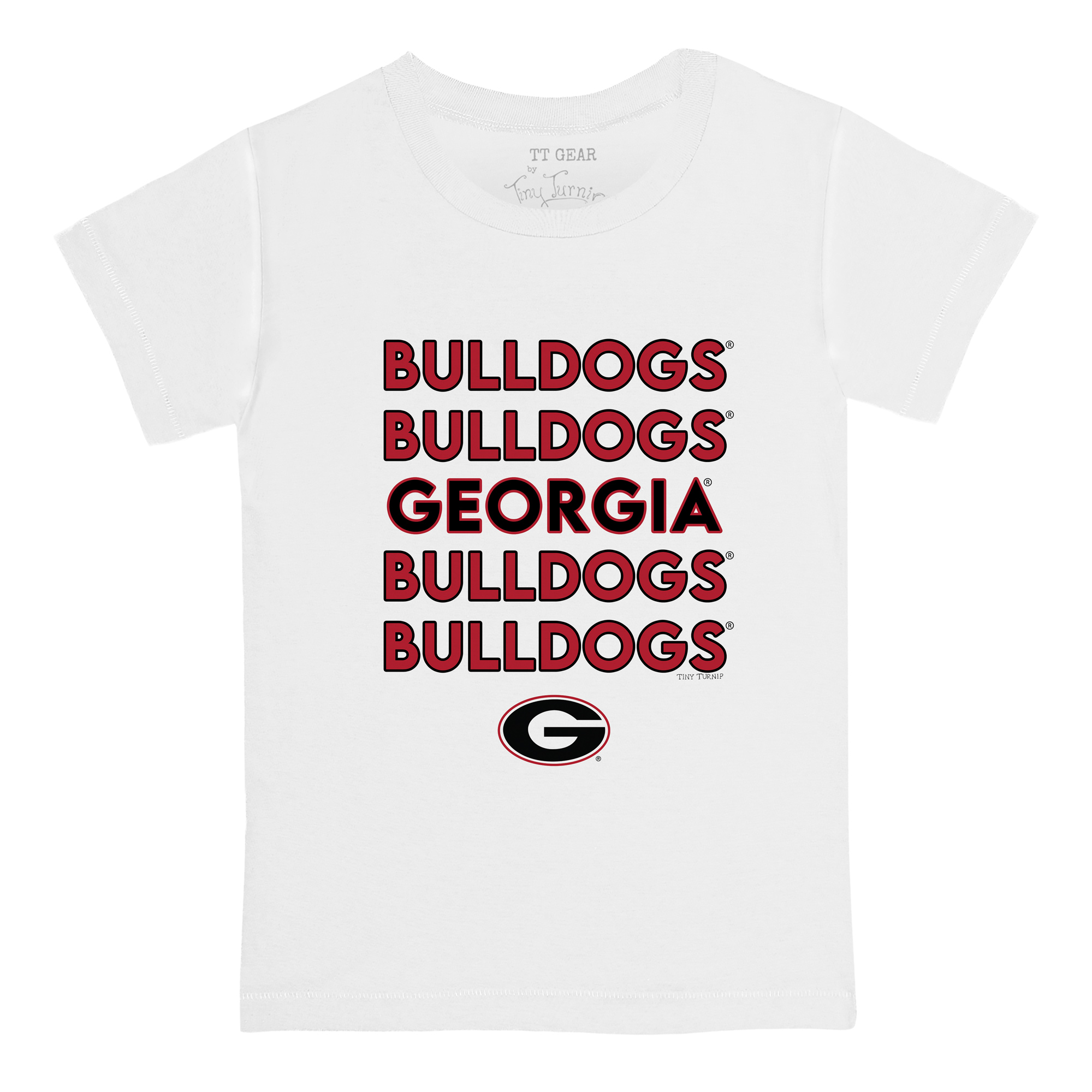 Infant Tiny Turnip White Georgia Bulldogs Stacked T-Shirt - Image 3