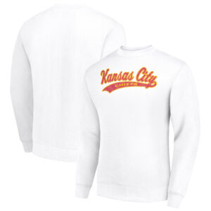 Men's Starter White Kansas City Chiefs Tailsweep Team Graphic Tri-Blend Fleece Pullover Sweatshirt