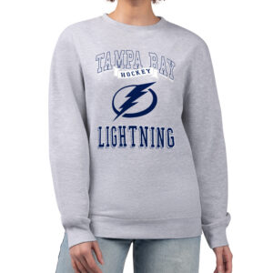 Women's G-III 4Her by Carl Banks Heather Gray Tampa Bay Lightning Team Logo Tri-Blend Fleece Pullover Sweatshirt