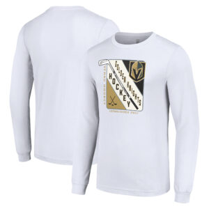 Men's Starter White Vegas Golden Knights Shield Long Sleeve Graphic T-Shirt
