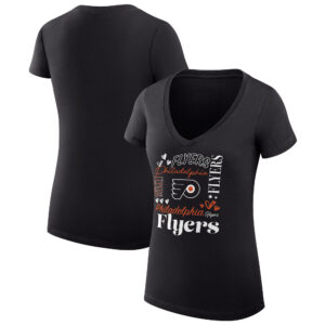 Women's G-III 4Her by Carl Banks Black Philadelphia Flyers Collage Team Graphic Fitted T-Shirt