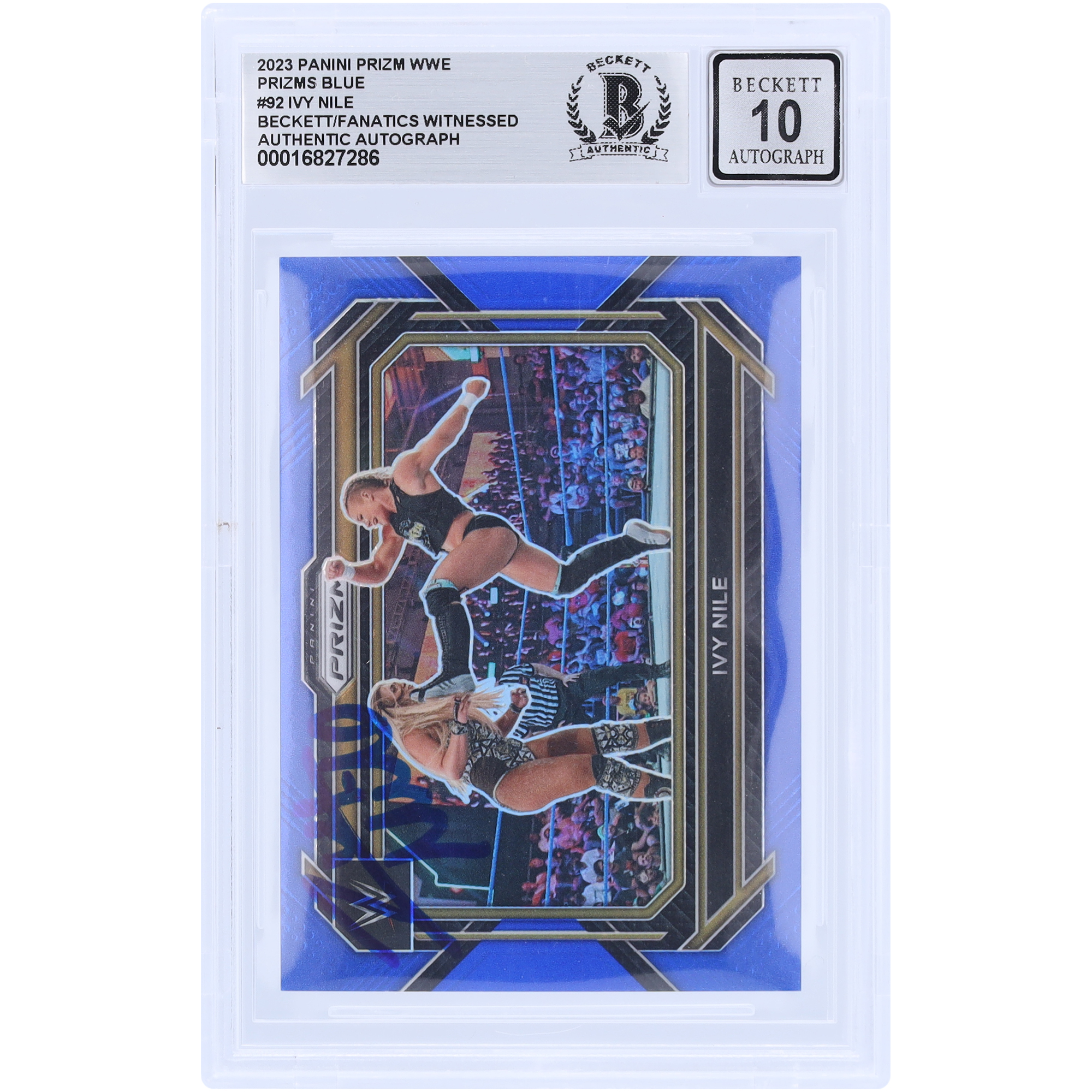 Ivy Nile Autographed 2023 Panini Prizm Blue Prizm #92 #/199 Beckett Fanatics Witnessed Authenticated 10 Card