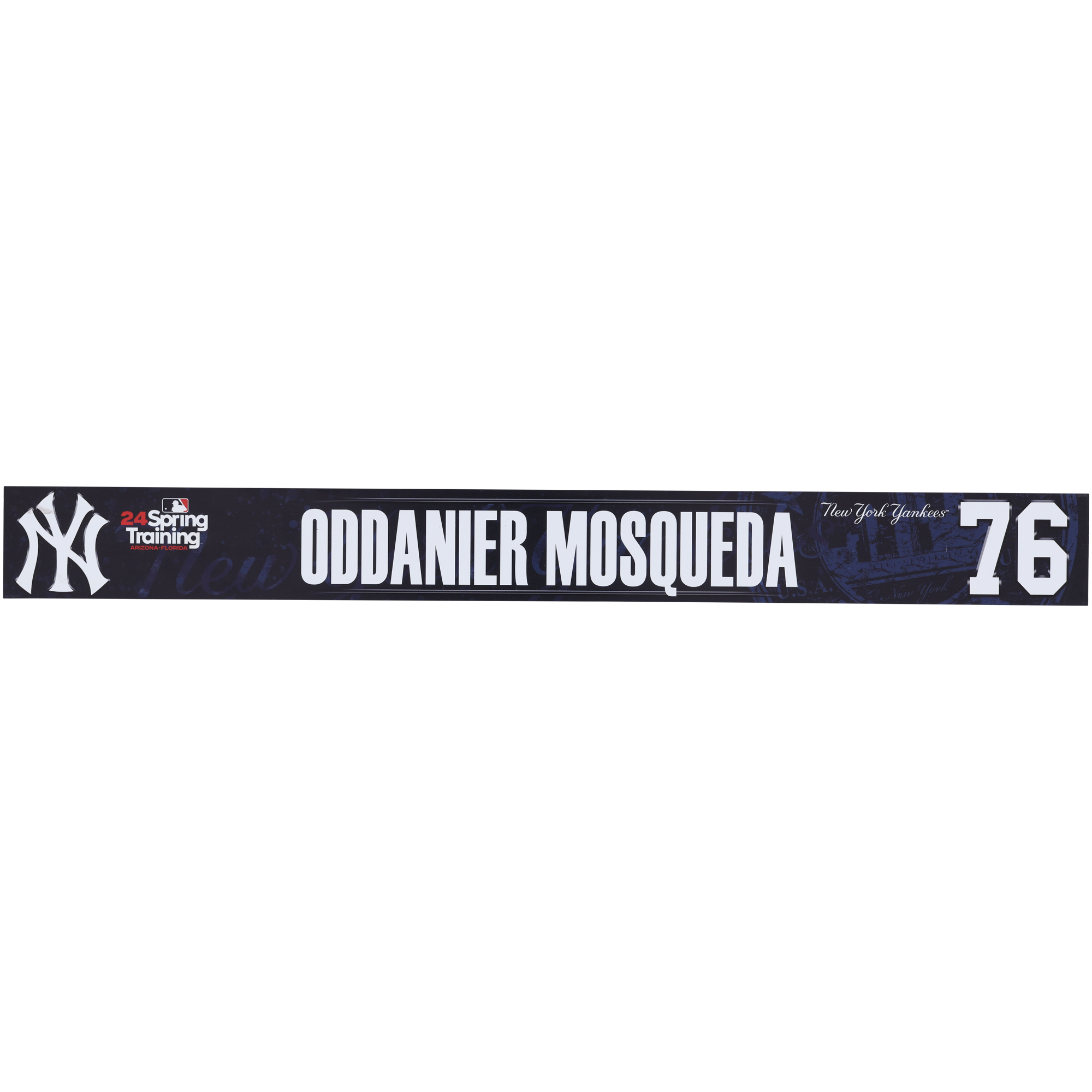 Oddanier Mosqueda New York Yankees Player-Issued #76 Navy Nameplate from 2024 MLB Spring Training
