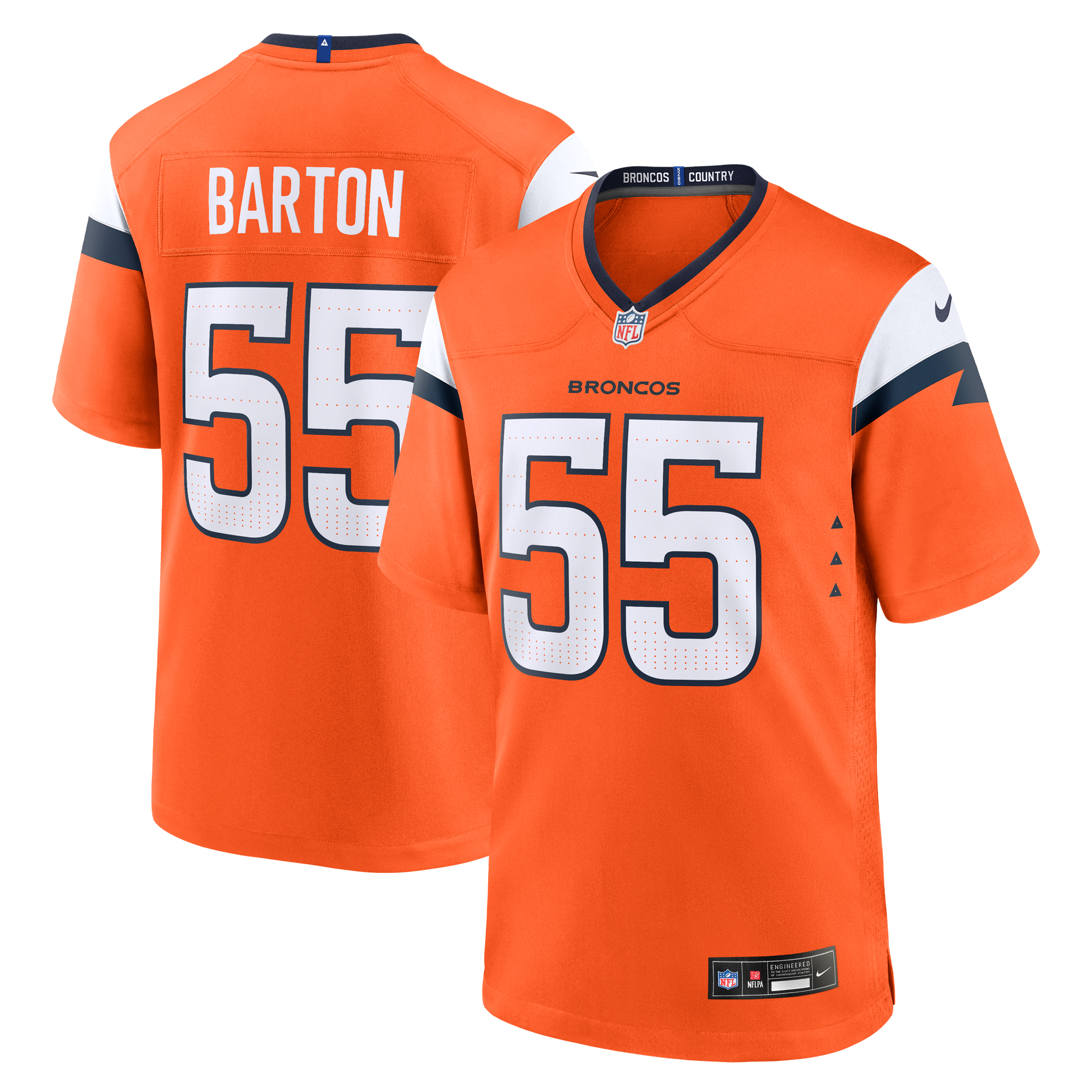Men's Nike Cody Barton Orange Denver Broncos Game Jersey