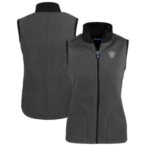 Women's Cutter & Buck Gray Las Vegas Raiders Cascade Eco Sherpa Fleece Full-Zip Vest