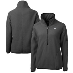 Women's Cutter & Buck Gray Washington Commanders Cascade Eco Sherpa Fleece Half-Zip Jacket