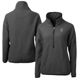 Women's Cutter & Buck Charcoal Kansas City Royals Cascade Eco Sherpa Fleece Half-Zip Jacket