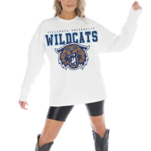Women's Gameday Couture White Villanova Wildcats Big Goals Oversized Long Sleeve T-Shirt