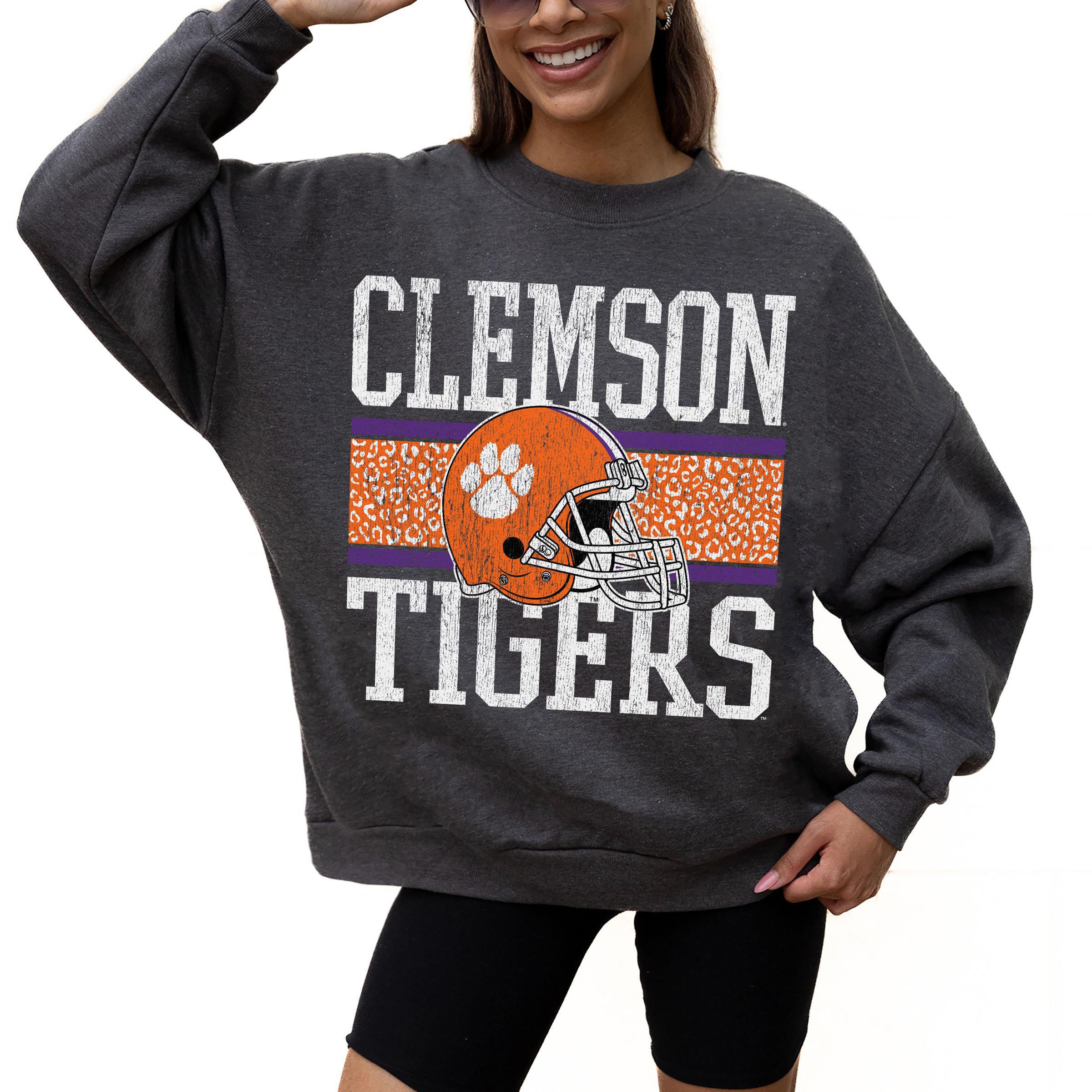 Women's Gameday Couture Charcoal Clemson Tigers Premium Fleece Pullover Sweatshirt