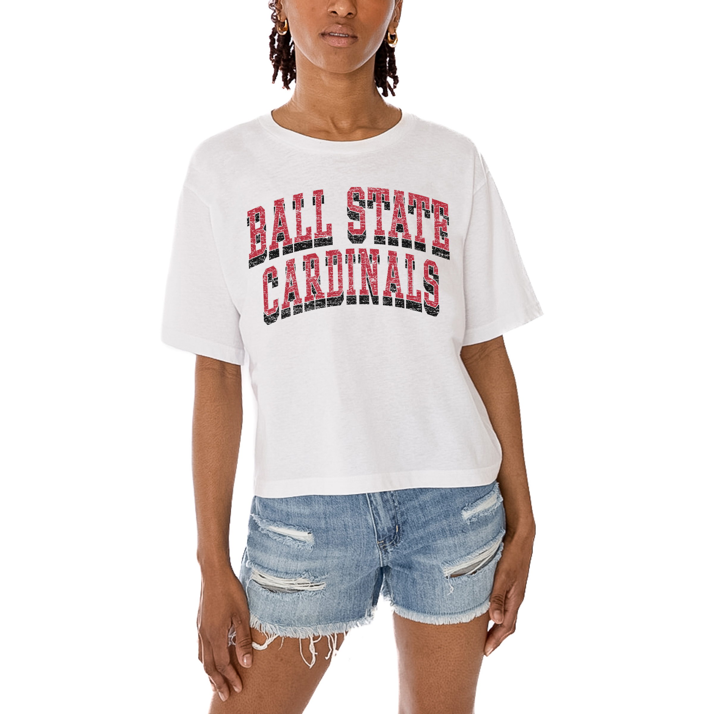 Women's Gameday Couture White Ball State Cardinals Claim To Fame Boxy Cropped T-Shirt - Image 8