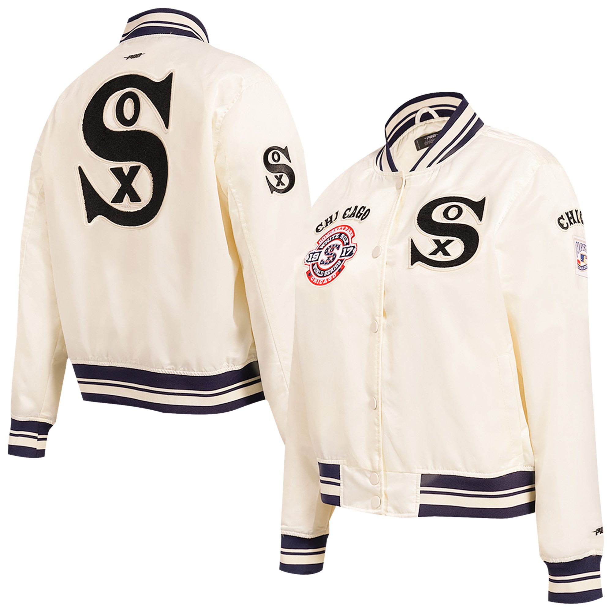 Women's Pro Standard Cream Chicago White Sox Retro Classic Satin Full-Snap Jacket - Image 6
