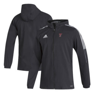 Men's adidas Black Texas Tech Red Raiders Tiro 21 AEROREADY Full-Zip Hoodie Windbreaker Jacket