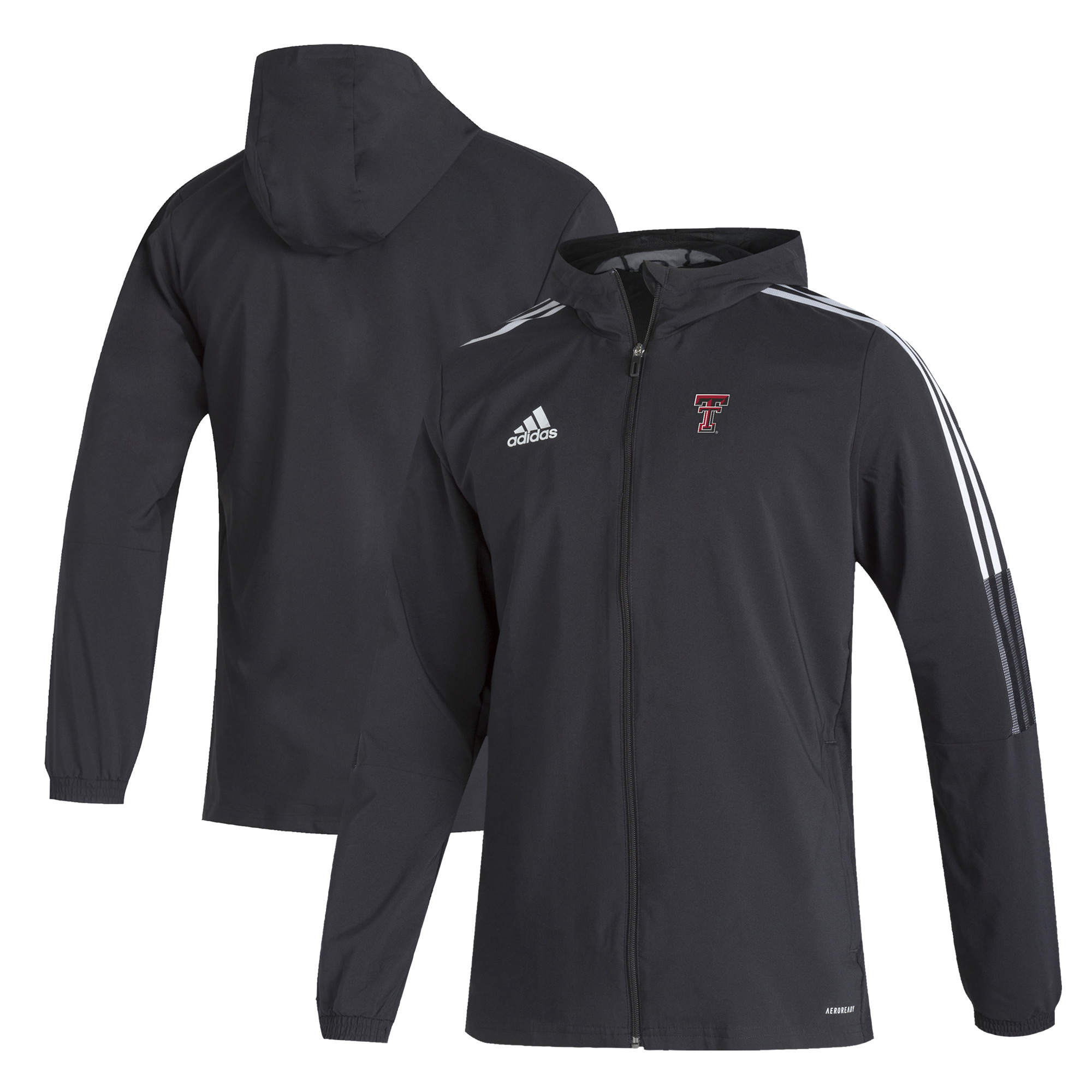 Men's adidas Black Texas Tech Red Raiders Tiro 21 AEROREADY Full-Zip Hoodie Windbreaker Jacket
