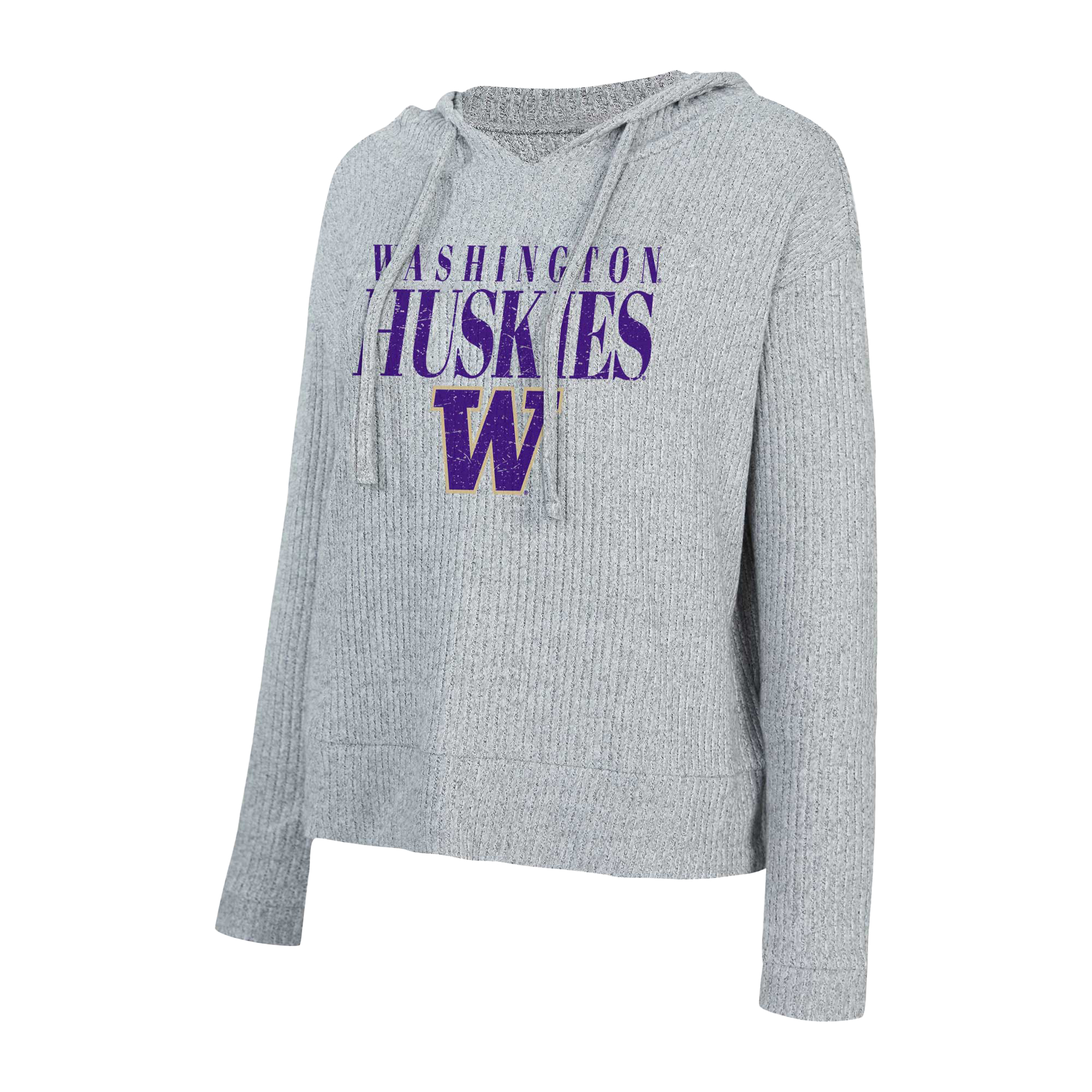 Women's Concepts Sport Heather Gray Washington Huskies Juniper Soft Modest Cropped Long Sleeve Hoodie T-Shirt - Image 6