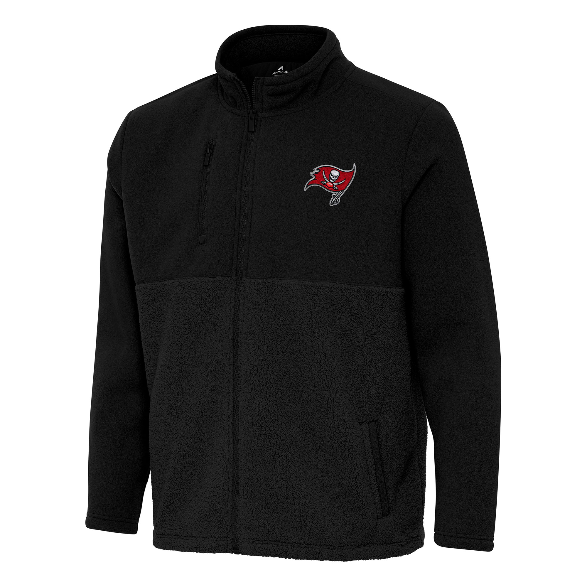 Men's Antigua Black Tampa Bay Buccaneers Daily Fused Full-Zip Jacket