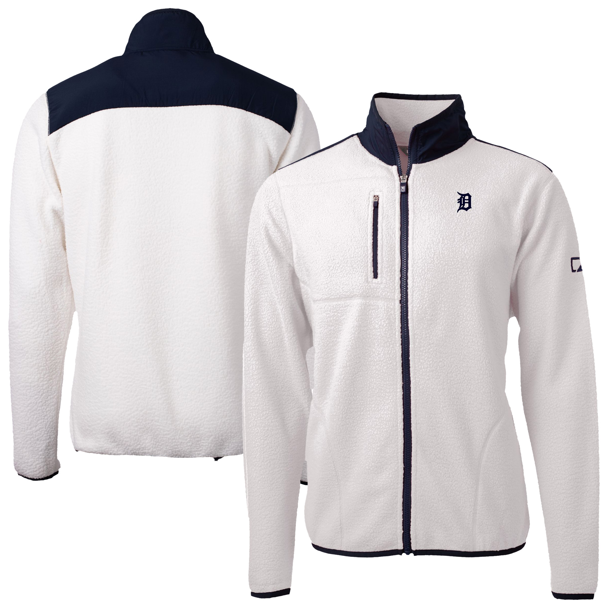 Men's Cutter & Buck Oatmeal Detroit Tigers Cascade Eco Fleece Full-Zip Sweatshirt