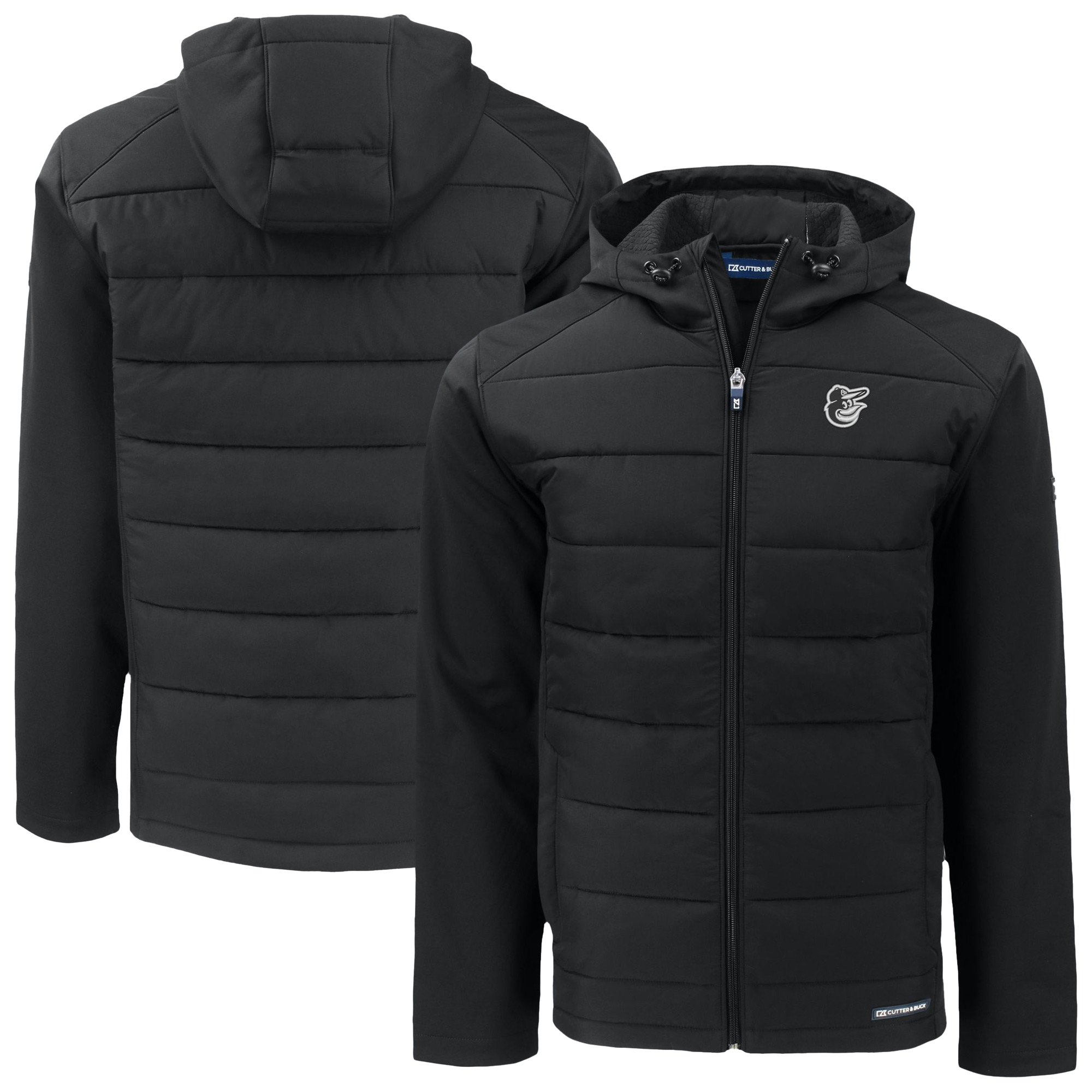 Men's Cutter & Buck Black Baltimore Orioles Evoke Hybrid Eco Softshell Recycled Full-Zip Jacket - Image 5