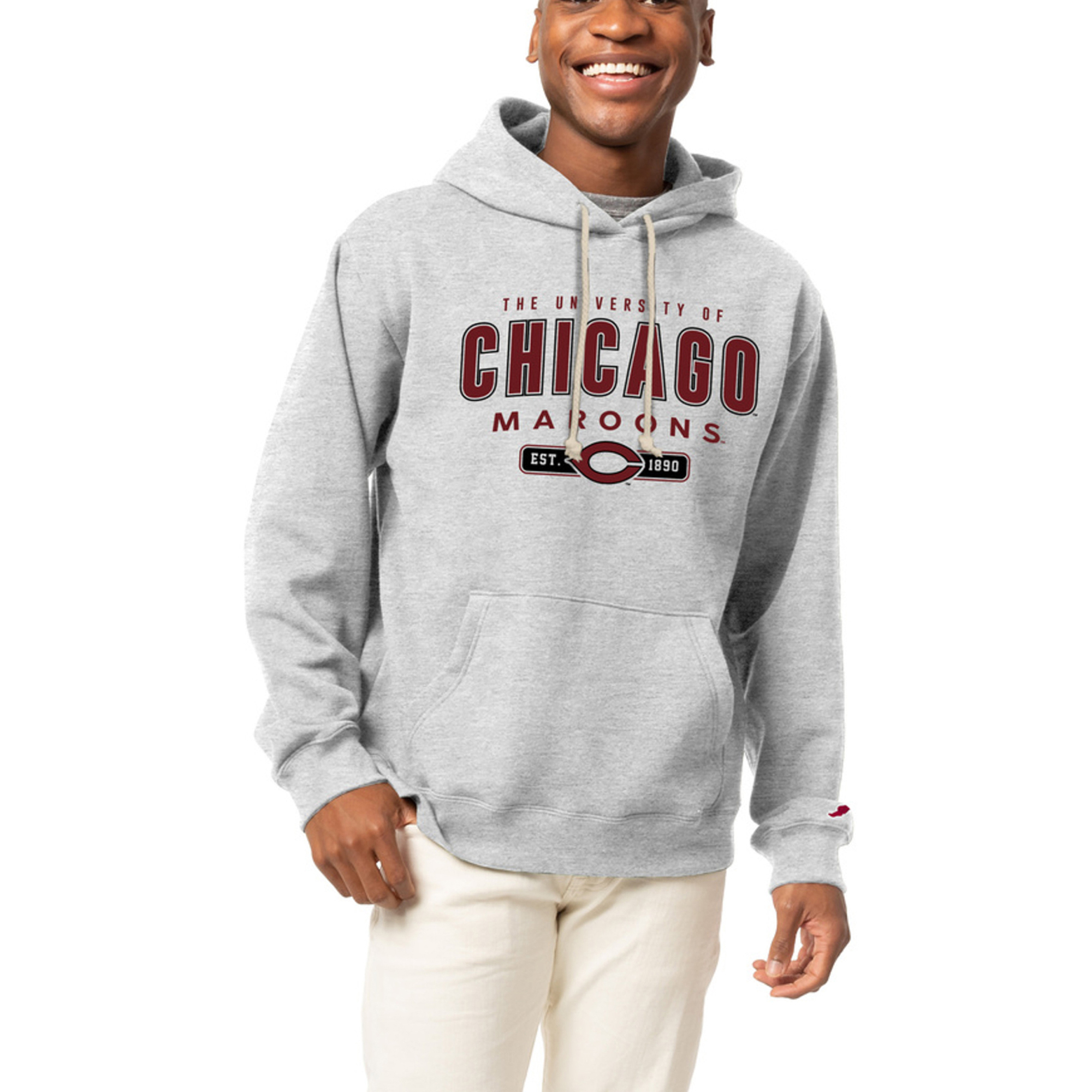 Men's League Collegiate Wear Heather Gray UChicago Maroons Essentials 2.0 Fleece Pullover Hoodie